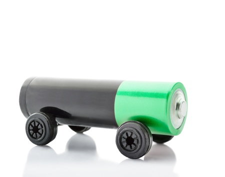 Battery on wheels like a car or electric vehicleの写真素材