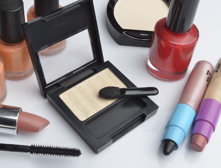 Make-up cosmetics on white backgroundの写真素材