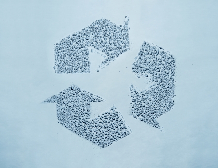 Water recycling. Recycle symbol made out of water dropletsの写真素材