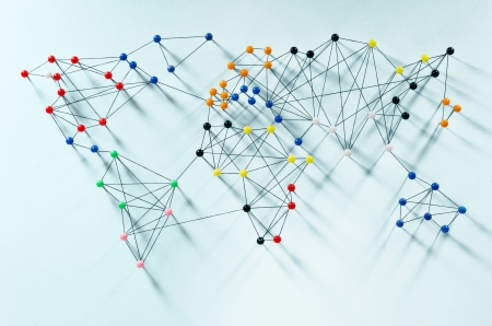 Various connections implying a world mapの写真素材