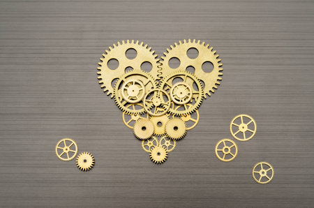 Heart made out of gears and cogsの写真素材