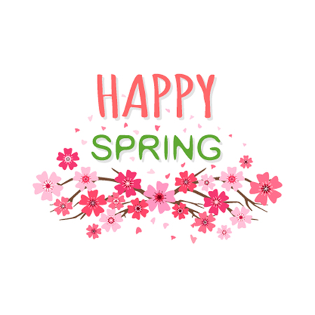 Spring art lyrics illustration. Spring design elements labels.のイラスト素材