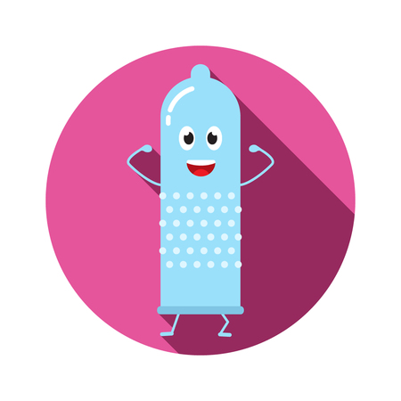 Funny condom character. flat vector illustration isolate on a white backgroundのイラスト素材