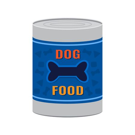Canned dog food. flat vector illustration isolate on a white backgroundのイラスト素材