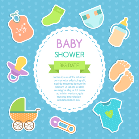 baby shower invitation cardのイラスト素材
