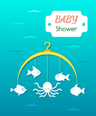 baby shower invitation card. Flat vector illustrationのイラスト素材