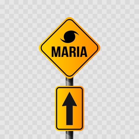 road sign of Hurricane Maria, 3D rendering.のイラスト素材