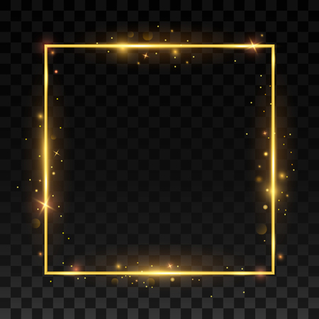 Gold shiny frame on a transparent background.のイラスト素材