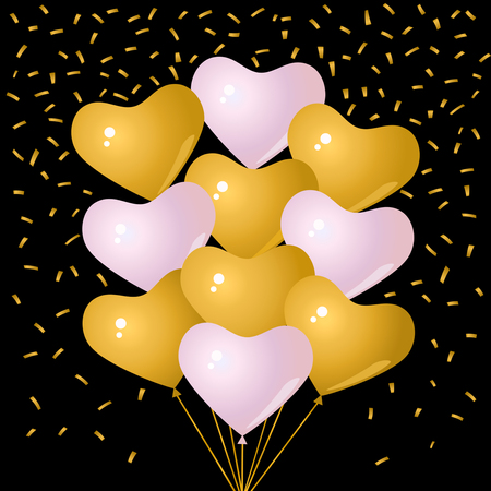 A set of golden balloons.のイラスト素材