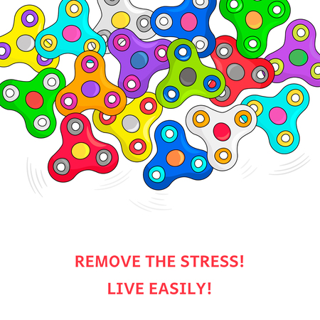 A fashionable congratulatory banner with information about Spinning Spinner. Flat Vector Illustration in cartoon styleのイラスト素材