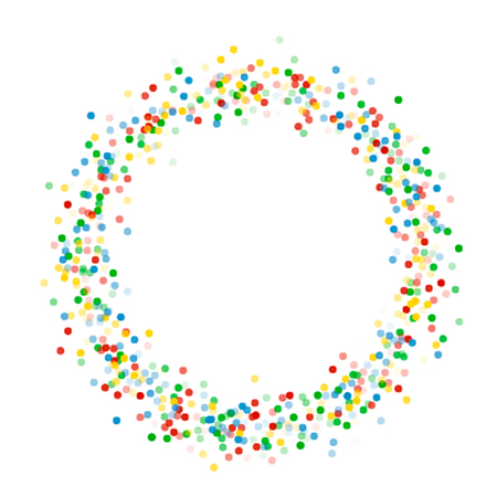 A small circular frame with dense colored dots on a white background. Vector illustration.のイラスト素材