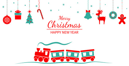Christmas ornament hanging. Greeting new year postcard isolated flat vector illustrationのイラスト素材