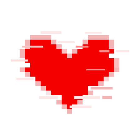 Pixel heart icon in modern game style. black and white backgroundのイラスト素材