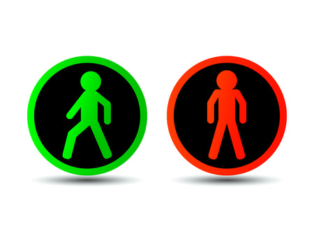 Traffic signs with a man flat vector illustration isolatedのイラスト素材