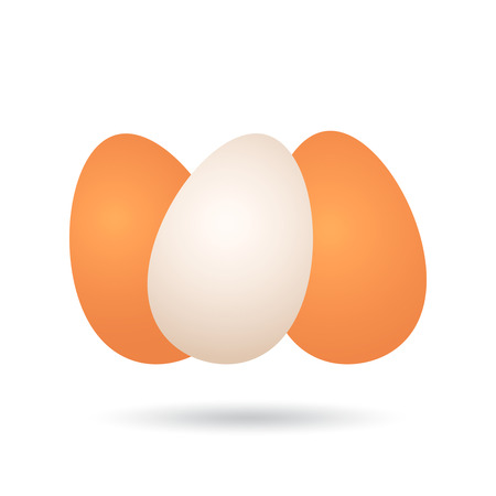 Three chicken eggs in a realistic style with a shadow. vector illustration isolated on white backgroundのイラスト素材