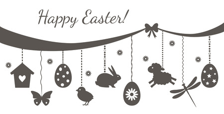 Festive greeting card or packing "Happy Easter"! vector illustration.のイラスト素材