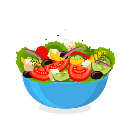 Greek salad. flat Vector illustration. Simple cartoon icon design food. concept of healthy eatingのイラスト素材