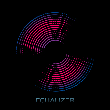 Poster sound wave equalizer. Vector modern illustration of halftone music on a dark background. flat...