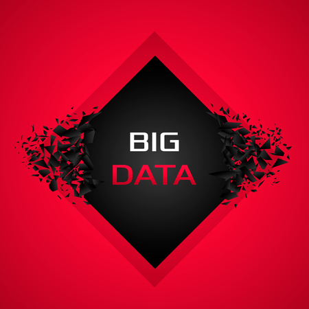 A bright abstract techno explosion vector illustration on red backgroundのイラスト素材