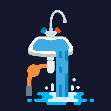 Clogged pipe in the sink. Accident in the bathroom or in the kitchen. concept of plumbing.のイラスト素材