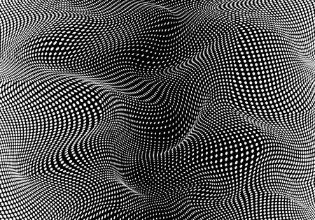 Abstract distorted futuristic texture of halftones. Modern background for printing. concept of comics. black and white backgroundのイラスト素材