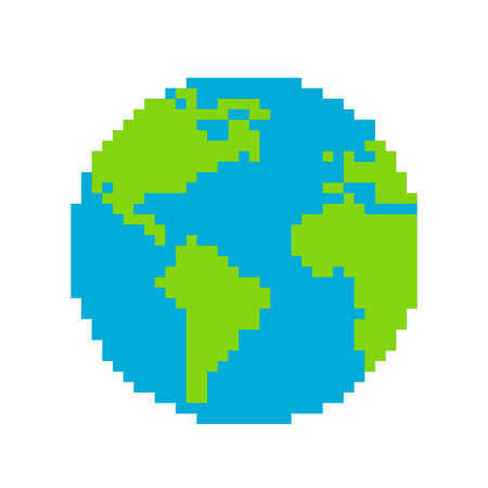 Planet Earth in a modern pixel style.のイラスト素材