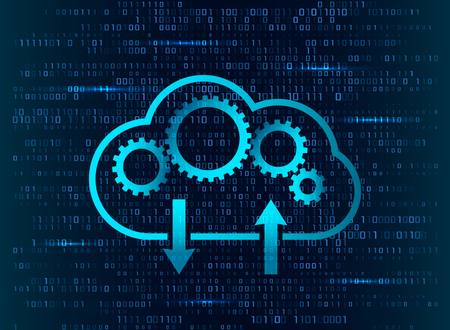 modern techno banner with a cloud clipboard - online storage. the concept of social networks, online business and learning. vector illustrationのイラスト素材