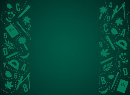 Go back to the drawing school text chalk board with school items, stationery and elements. Vector illustration banner.concept 1 Septemberのイラスト素材
