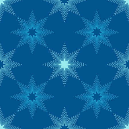 Holiday background, seamless pattern with blue stars - snowflakes. Vector flat illustration.のイラスト素材
