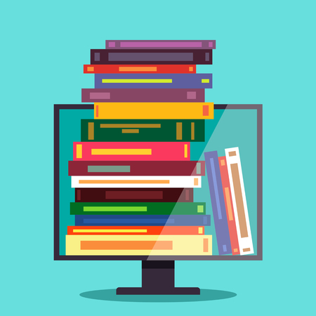 Electronic library, electronic books. The concept of online education. flat Vector illustration.のイラスト素材