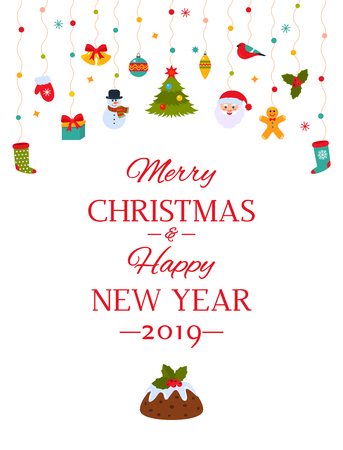 Christmas poster or packaging. Traditional Christmas decorationsのイラスト素材