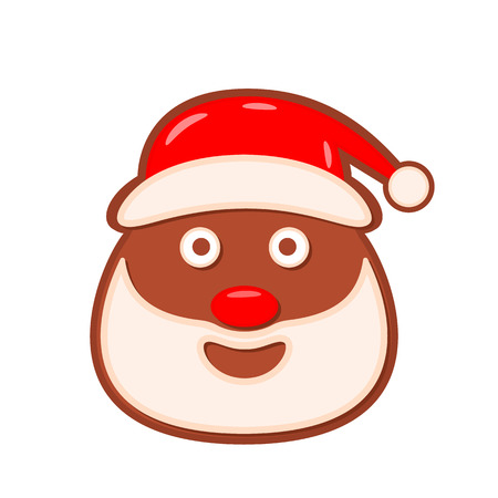 Christmas gingerbread Santa Claus face. flat vector illustration isolated on white background - Vector illustrationのイラスト素材