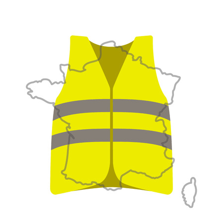 Yellow vests (Gilets Jaunes) - a symbol of a strike in France against taxes on fuel. flat vector illustration isolated on light background. - Vector illustrationのイラスト素材