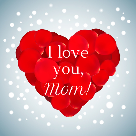 Happy Mother's Day! greeting card - heart of rose petals with the inscription. vector illustration - Vector illustrationのイラスト素材