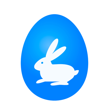Icon of easter egg in the middle silhouette of easter bunny. Festive logo. vector illustrationのイラスト素材