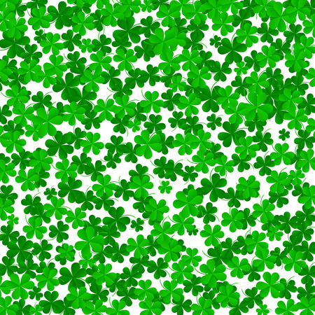 Clover leaves on a green background with three-leafed trefoils. St. Patrick's Day holiday symbol. holiday background, illustrationのイラスト素材