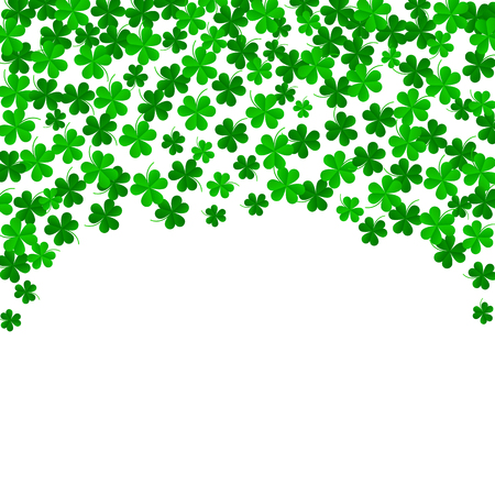 Clover leaves on a green background with three-leafed trefoils. St. Patrick's Day holiday symbol. holiday background, illustrationのイラスト素材