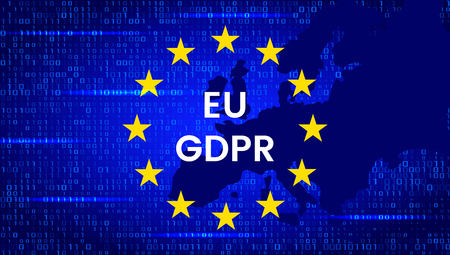 GDPR - European Union Data Protection Act. Modern banner with EU flag and protection symbol. vector illustrationのイラスト素材