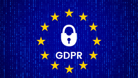 GDPR - European Union Data Protection Act. Modern banner with EU flag and protection symbol. vector illustrationのイラスト素材