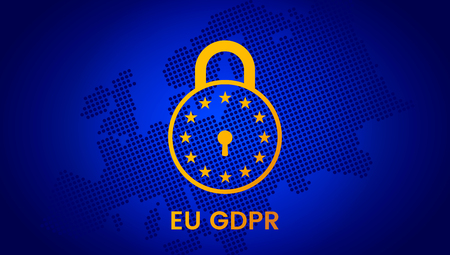GDPR - European Union Data Protection Act. Modern banner with EU flag and protection symbol. vector illustrationのイラスト素材