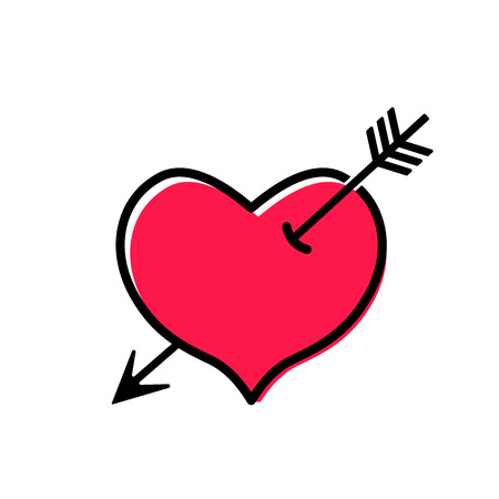 modern icon of a heart pierced by an arrow in a linear style. flat vector illustration isolated on white backgroundのイラスト素材