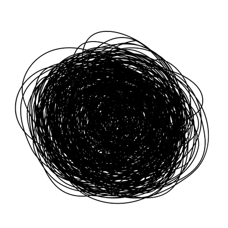 A tangled tangle of lines of thought. pattern of chaos and mess for print. flat vector illustration isolated on white backgroundのイラスト素材