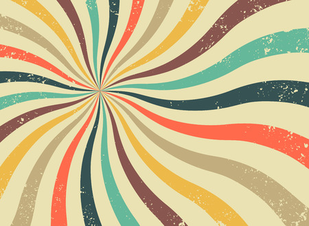 Old retro background with rays and explosion imitation. Vintage starburst pattern with bristle texture. Circus style. flat vector illustrationのイラスト素材