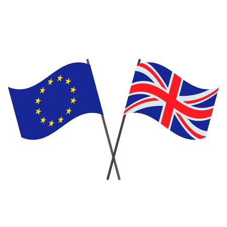 flags of Britain and the EU. Brexitis concept. flat vector illustration isolatedのイラスト素材