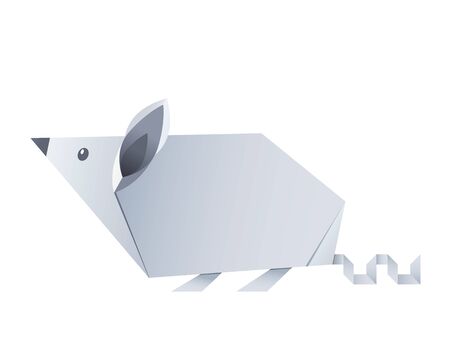 folded paper origami animal mouse or rat symbol of 2020 according to the Chinese calendar. vector illustration isolated on white backgroundのイラスト素材