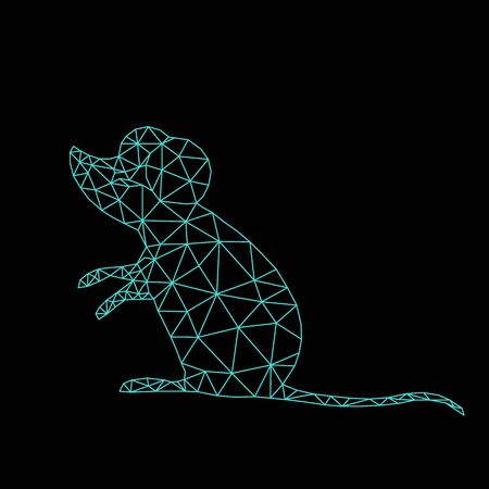 mouse or rat symbol of 2020 on the Chinese calendar. animal according to the Asian horoscope. low poly line art in triangle. geometric polygon. vector illustrationのイラスト素材