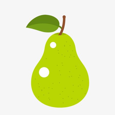 silhouette yellow juicy pear with a leaf in a flat style. vector illustration isolated on white backgroundのイラスト素材