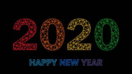 2020 Happy New Year greeting banner in modern polygonal style with shine and glitter.のイラスト素材