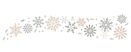 A gray whirlwind of golden snowflakes and stars. New Years element. concept Xmas.のイラスト素材