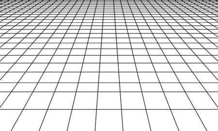 Perspective graphic grid in linear style. Black silhouette on a white background. flat vector illustrationのイラスト素材
